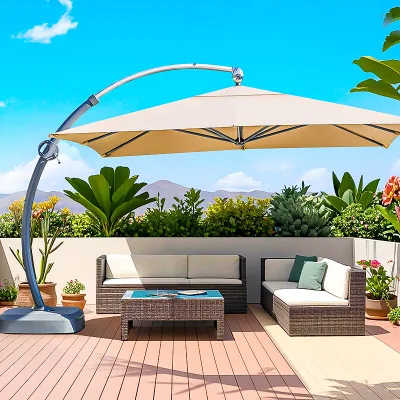 Luxurious Outdoor Sunshade Umbrella Aluminum Frame Waterproof UV Coating Multifunctional Tilt Adjustment Garden Balcony Poolside