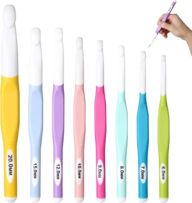 Multicolor Knitting Needles 8-20mm Soft Grip Ergonomic Handle Yarn Crochet Needle Weaving Crochet Hook Needles DIY Craft Tools