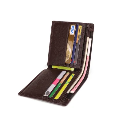 Business Retro Men's Leather Wallet First Layer Cowhide Multi-Card Slot Short Wallet Rfid New Wallet for Male