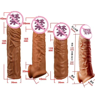 Penis Sleeve Extender Realistic Penis Condom Silicone Extension Sex
