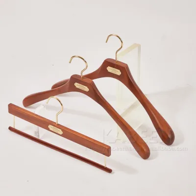 Custom logo Clothes Pants Men Suit Solid Wood Hanger Luxury Wide Shoulder Coat Wooden Hangers for Clothing