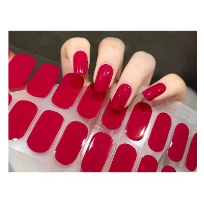 Hot Sale Luxury Fashion Fully-Cured Gel Nail Sticker Solid Color 3D Design for Nail Art for DIY