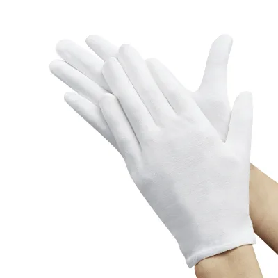 Cheap White Cotton Gloves for Dry Hands Cloth Serving Gloves for Eczema Moisturizing Jewelry Silver Archival Costume Inspection