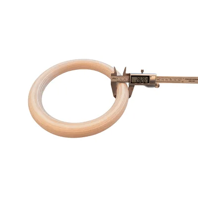 Wholesale 28mm 32mm Birch Wooden Gymnastics Rings With Adjustable Straps