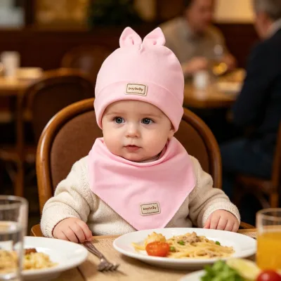 High Quality Unisex Newborn Soft and Comfortable Knitting Baby Bibs Solid Color Baby Hat With Bibs Set