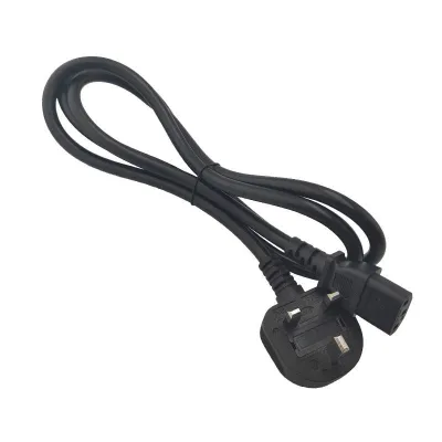 CORD UK Mains Power Cord 5FT 1.5m 3 Prong IEC-C13 Plug BS 1363 0.75mm Wire Gauge Pure Copper+PVC 250V 5A Fused Black