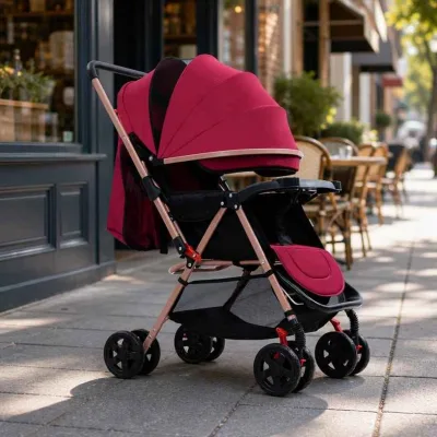 Silver Frame Baby Stroller Bright Alloy Rod Build Dark Cot Body High Set Line Buggy Walk Cart
