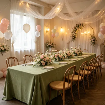 Sage Green Velvet 6FT Rectangle Tablecloth Plain Velvet Table Cover Soft Plush Fabric for Wedding Banquet Reusable