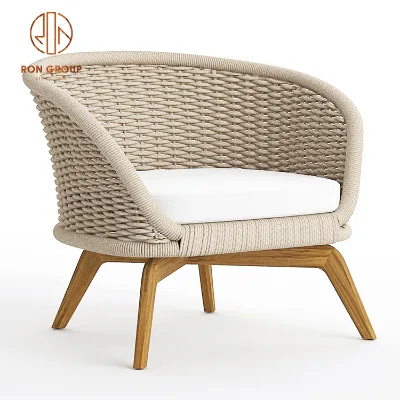Cheap Price Outdoor Patio Beach Courtyard Dining Restaurant Furniture Waterproof Cushions Rope Dine Rattan Sofa Garden Chairs