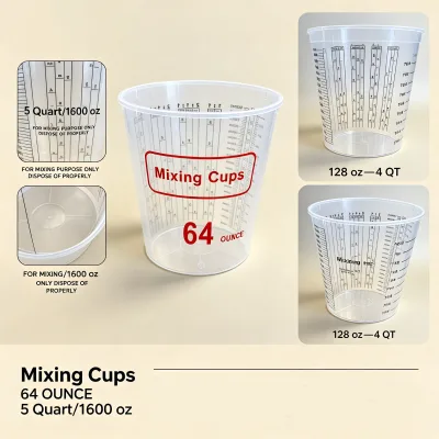 New Material Disposable Painting Mixing Cups With Black Collar for Air Gun Spray Cup 600ml Paint Mixing Cup Complete