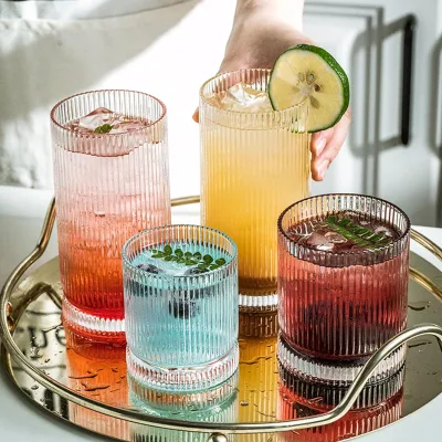 8-Piece Vintage Cute Glass Drinkware Set Retro Aesthetic Cocktail Coffee Beer Glasses for Party Elegant Glassware Drinking Cups