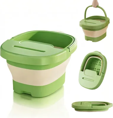 Premium Foldable Foot Bath Basin With Lid Portable Collapsible Tub for Home Spa Foot Care Massage Points Heat Preservation
