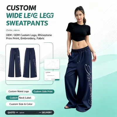Custom Retro Hip Hop Street-Style 100%Cotton Eco-Friendly Breathable Sports Pants Featuring Text Print Design Supporting