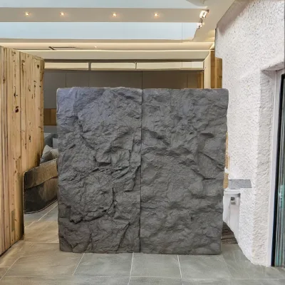 FAZHI OEM Fireproof Eco-Friendly Lightweight Durable Big Slab PU Stone 600x1200mm 3D Waterproof Anti-Slip Wall Floor Panel for