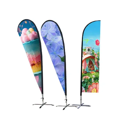 Budget Friendly Custom Swooper Flags Outdoor Fiberglass Pole Polyester Advertising Flag Banner 6-Color Thermal Promotion
