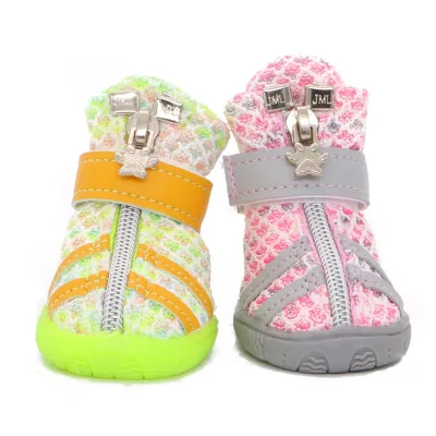 Juicepet Cute Leather Fashion Dog Boots Winter Outdoor Walking Shoes Soft and Warm Sneakers for All Seasons