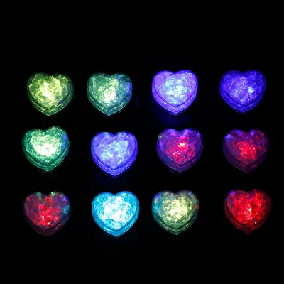LED Ice Cube Multi-Color Flashing Glow in the Dark LED Light up Ice Cube Molds for Party Wedding Party Decoration Heart Shape
