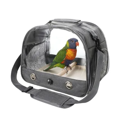 Lightweight Small Bird Travel Carrier Cage with Standing Perch Portable Parrot Parakeet Carrier Bag