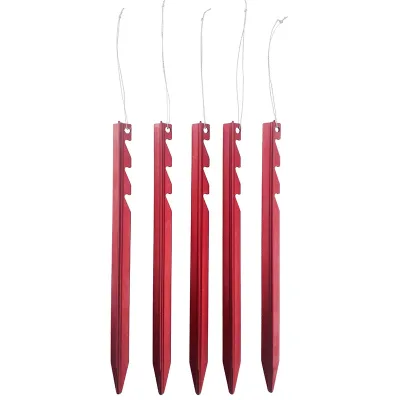 Marvquester 7 Inch Aluminium Alloy Shiny Red Lightweight Tent Peg Stakes 12.7g Multifunctional Camping