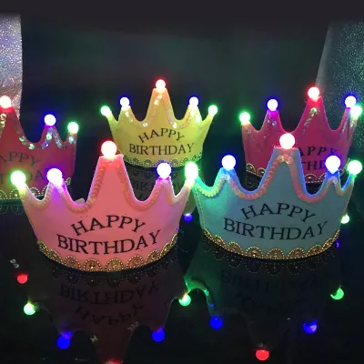 Customizable LED Luminous Crown Party Hat for Children's Christmas Easter Ramadan Decorations Inspired Chinese Birthday Princess