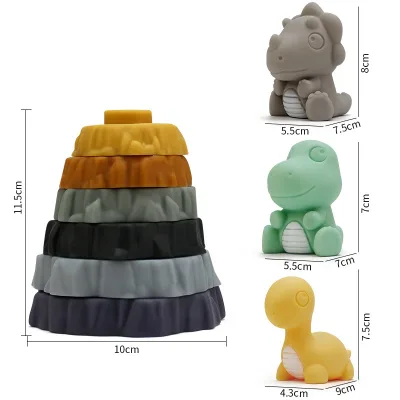 Soft Plastic Building Blocks Soft Rubber Stacking Game PVC Silicone Educational Sensory Stacking Teether Toys