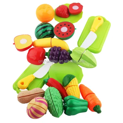 Vsuch Kids Pretend Play Cutting Fruit Vegetable Toy Set Simulation Kitchen Play Food Toy for Toddler Early Educational Role Play