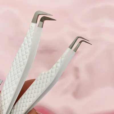 Custom Logo Tweezers Volume Private Label Stainless Steel Lash Tweezer Eyelash Extension Fiber Tip Tweezers
