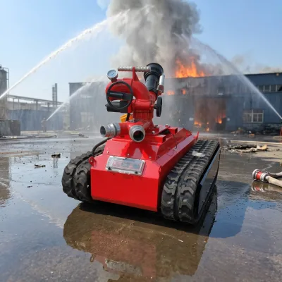 Intelligent Remote-Controlled Firefighting Robot Easy Operation Q235 Material; Tunnel Factory Fire Rescue Spray Fire Equipment