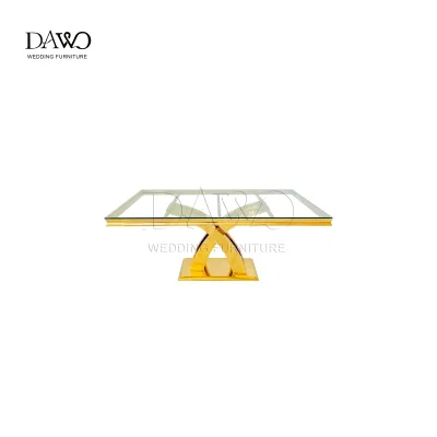 Minimalist Luxury Modern X Shape Gold Frame Dining Table for Wedding High-End Venues Outdoor & Living Room Use