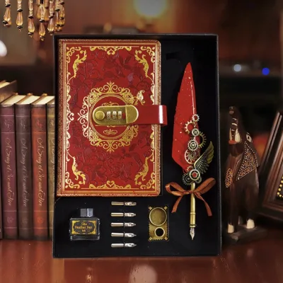 New Arrival Vintage Writing Quill Antique Feather Body Complete Ink and Nib Kit Luxury Packing for Birthday Souvenir