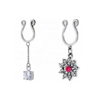 Stainless Steel Non Perforated Nipple Ring No Need for Puncture Nipple Ring Chest Decoration U-shaped Pendant Accessory