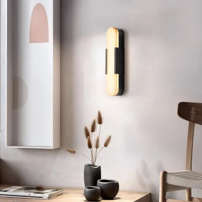 Modern Marble Wall Lamp LED with Remote Control Dimmable for Bedroom Bathroom