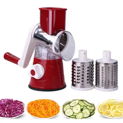 Wholesale 3 in 1 Rotary Cheese Grater Round Tumbling Box Shredder Drum Multifunctional Fruit & Vegetable Cutter With Handle