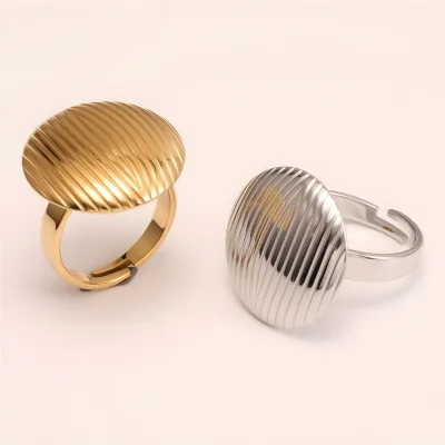 A popular, fashionable, simple, striped, retro, INS style, round opening stainless steel and titanium ring for export to Europe