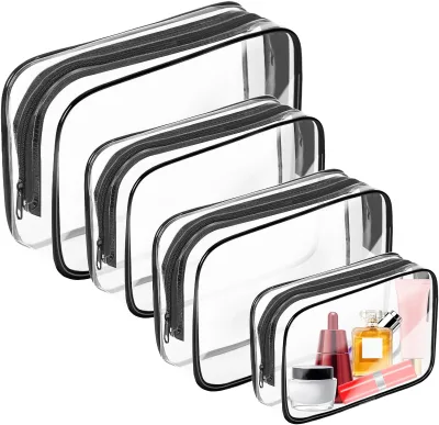 PVC TSA Portable Clear Zipper Airport Airline Compliant Makeup Pouch Travel Toiletry Organizer storage Bags