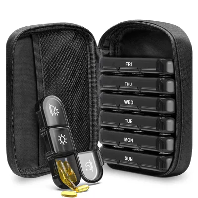 FOCUS New Moisture Proof Colorful Plastic Pill Box Weekly Tablets Pills Storage Zipper Closure Custom Logo Promotional Gift