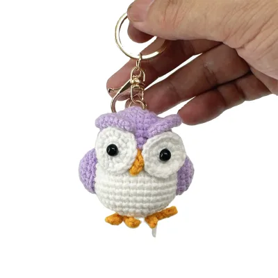 Linda high quality Mini Owl Doll Crochet Keychain Handmade Animal Amigurumi Key Chain Cartoon Bulk Toy Knitted Key Chain