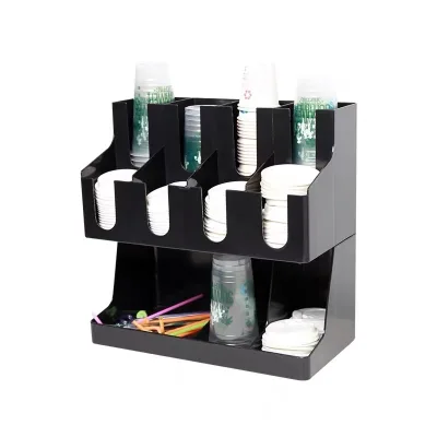 Queenwins Black Plastic Eco-Friendly Cup Organizer Storage Box for Hot Sale