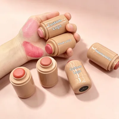 Custom Logo OEM Bulk Blush Stick Cream Blush Cosmetic Lip Cheek Blush Makeup Natural Nude Tone Blush Makeup