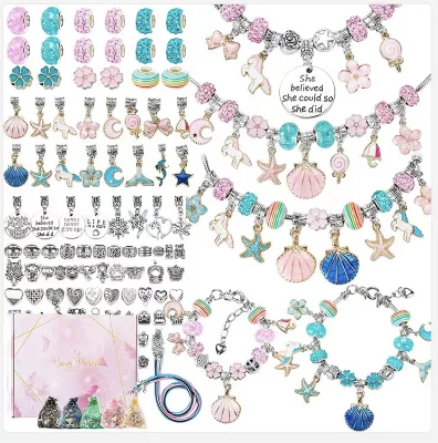 Custom 118PCS Hot Sale Girls Kids Bracelets Set Charm Beads Set Bracelet Making Kit