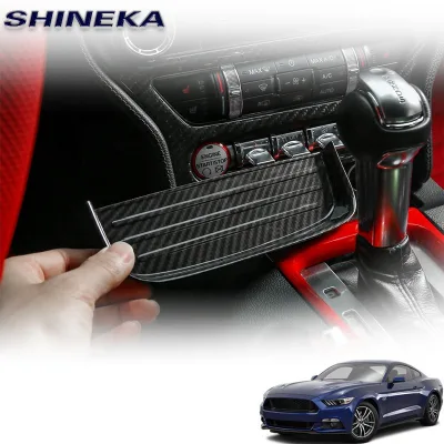 Hot Sale Carbon Fiber  Coin Tray Storage Panel Interior Accessories for Ford Mustang 2015+