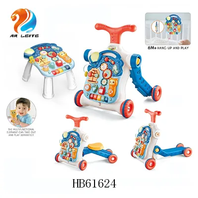 Wholesale Educational 5 in 1 Sit-to-stand Learning Walker with Wheels EN71 Certified Plastic Frame for 6-36 Months