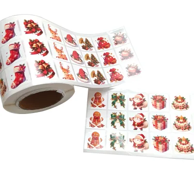Customized Printing Self Adhesive Paper Christmas Holiday Labels Christmas Gift Sticker Labels Cartoon Sticker Sheet