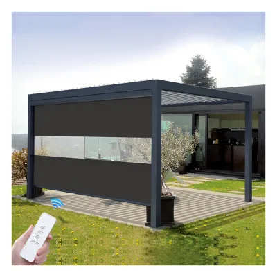 Outdoor Patio Balcony clear Plastic Windproof Motorized Electric Tubular Motor Roller Blinds Outdoor