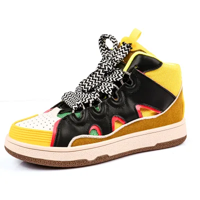 Mens High Top Skate Shoes Microfiber Leather and Suede EVA Midsole Rubber Sole Lace up Casual Streetwear Everyday for Men