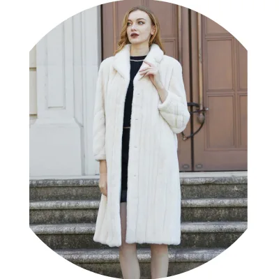 2023 Custom Made Thick Long Length Genuine Mink Fur Coat