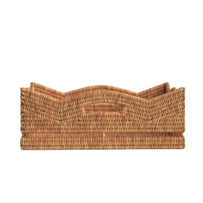 Intricately Woven Wicker Basket Sustainable Coastal Rattan Basket Spacious Rectangular Rattan Basket