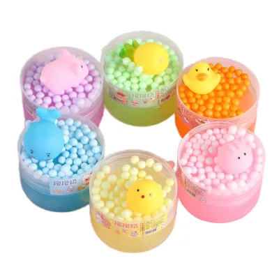 CHENXI Interactive Party Favors Slime Double-Layer Jar Slime 6 Colors Cute Animal Foam Anti-Stress Ball 100% Safe
