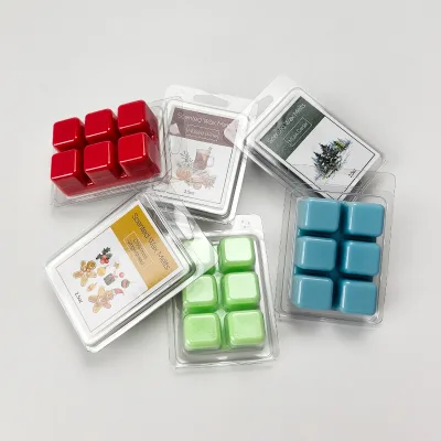 Set of 6 Brown Kraft Box 2.5 OZ Soy Wax Square Candle Blocks for DIY Multi-Function Wax Warmers Colorful Scented
