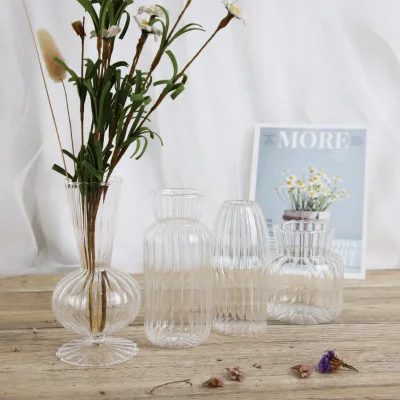 Custom Hand Made clear Glass Flower Vases for Home Decor
